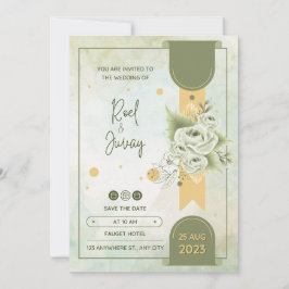 Grüne und cremefarbene Wasserfarbe Einladung