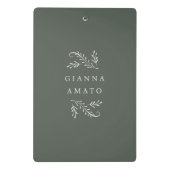 Grüne und cremige Botanische Personalisiert Mini Klemmbrett (Rückseite)