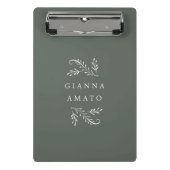 Grüne und cremige Botanische Personalisiert Mini Klemmbrett (Vorderseite)