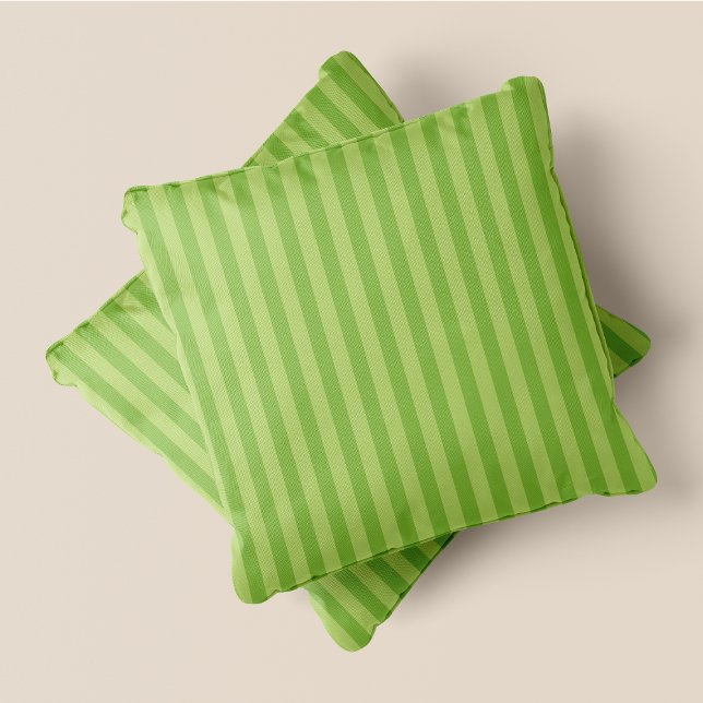 Grüne und dunkelgrüne Streifen Kissen (Green & Dark Green Stripes Throw Pillow)