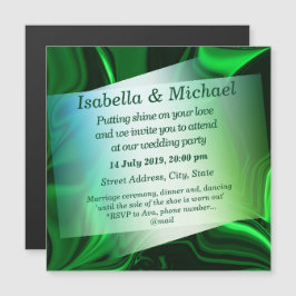 Grüne und dunkle Kurven auf dunkelgrünem Hintergru Magneteinladung