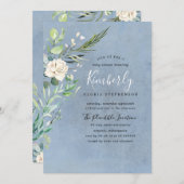 Grüne und Dusty Blue Elegant Babydusche Einladung (Vorne/Hinten)