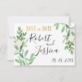 Grüne und einfache Hochzeit Gold speichern das Dat Save The Date (Vorderseite)