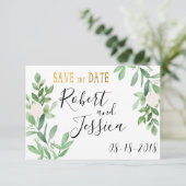 Grüne und einfache Hochzeit Gold speichern das Dat Save The Date (Stehend Vorderseite)