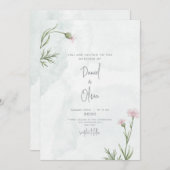 Grüne und elegante Blumenhochzeit Einladung (Vorne/Hinten)