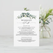 Grüne und Eukalyptus Wedding Information Guest Begleitkarte (Stehend Vorderseite)