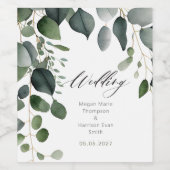 Grüne und Eukalyptus Wedding Weinetikett (Einzelnes Label)