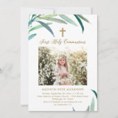 Grüne und Foto Erste Kommunion Einladung (Vorderseite)