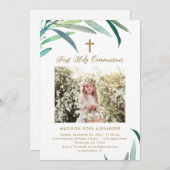 Grüne und Foto Erste Kommunion Einladung (Vorne/Hinten)