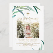 Grüne und Foto Erste Kommunion Einladung (Vorne/Hinten)