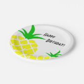 Grüne und gelbe Ananas zum Geburtstag glücklich Pappteller (Schrägansicht)