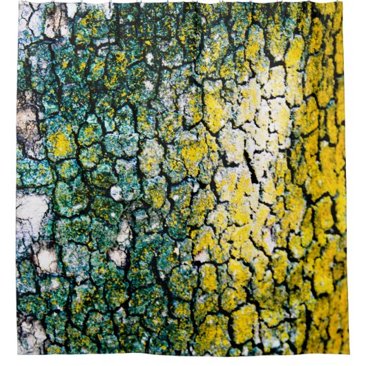 Grüne und gelbe Baumrinde Duschvorhang (Vorderseite)