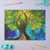 Grüne und gelbe Blätter Baum des Lebens Seidenpapier (Basteln)