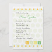 Grüne und gelbe Block-Babyparty-Einladung Einladung (Rückseite)