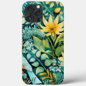 Grüne und gelbe Blumengrün in Monogramm Case-Mate iPhone Hülle (Rückseite)