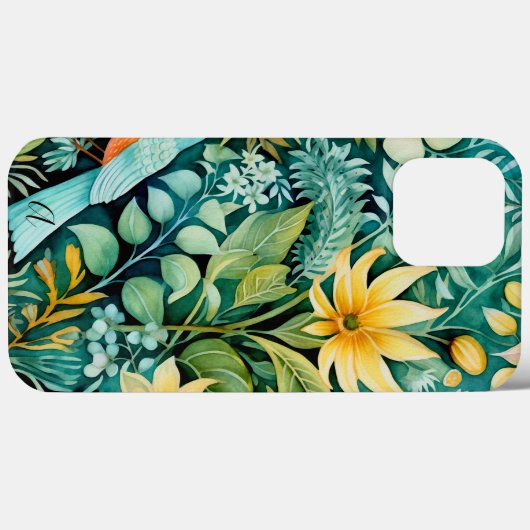 Grüne und gelbe Blumengrün in Monogramm Case-Mate iPhone Hülle (Rückseite (Horizontal))