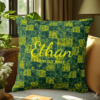 Grüne und gelbe Denim-Textur | Bold Custom Home Kissen