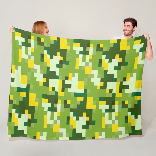 Grüne und gelbe digitale Tarnung Fliesblanke Fleecedecke (Beispiel)