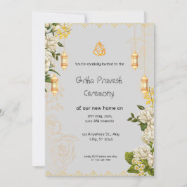Grüne und gelbe Griha Pravesh Einladung