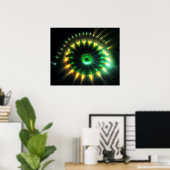 Grüne und gelbe Jet-Windrad-Fraktal Poster (Heimbüro)