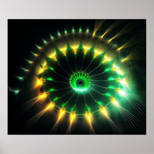 Grüne und gelbe Jet-Windrad-Fraktal Poster (Vorne)