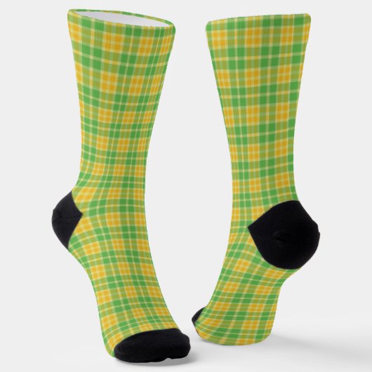 Grüne und gelbe Karierte Socken (Gewinkelt)