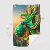 Grüne und gelbe Kraken Golfhandtuch (Insitu)