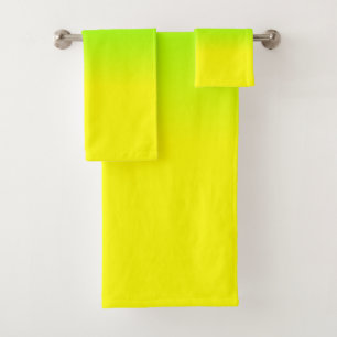 Grüne und gelbe Ombré Schatten-Neonneonfarbe Badhandtuch Set
