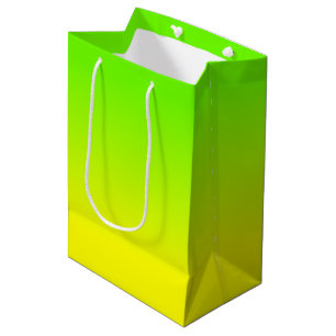 Grüne und gelbe Ombré Schatten-Neonneonfarbe Mittlere Geschenktüte
