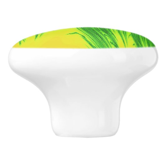 GRÜNE UND GELBE PFLANZE KERAMIKKNAUF (Seitenansicht)