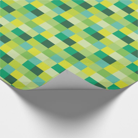 Grüne und gelbe Pixel-Kunst Pixelated Muster-| Geschenkpapier (Ecke)