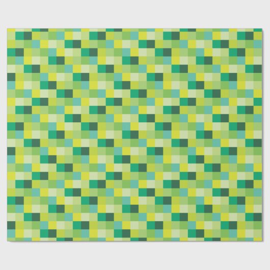Grüne und gelbe Pixel-Kunst Pixelated Muster-| Geschenkpapier (Flach)