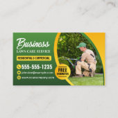 Grüne und gelbe Rasenmäher Visitenkarte (Vorderseite)