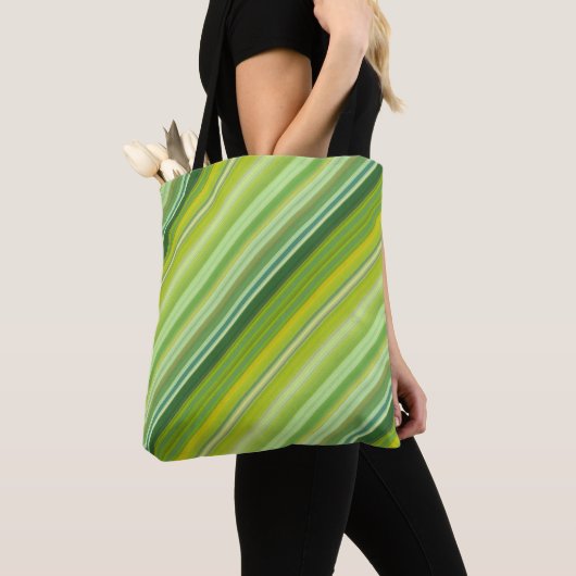 Grüne und gelbe Streifen Tasche (Von Nahem)