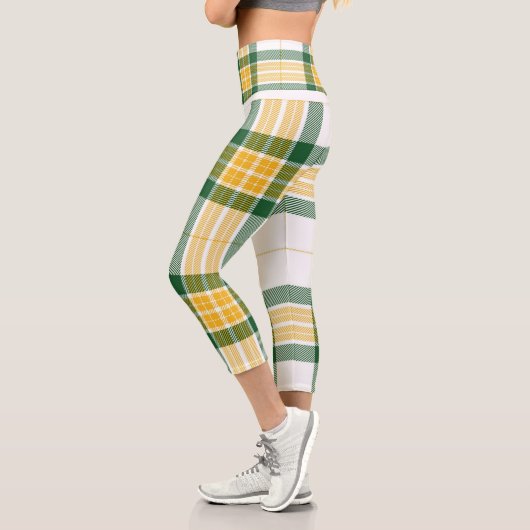 Grüne und gelbe Tartan High Waisted Capris (Links)
