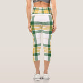 Grüne und gelbe Tartan High Waisted Capris (Rückseite)