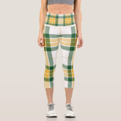 Grüne und gelbe Tartan High Waisted Capris (Vorderseite)