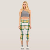 Grüne und gelbe Tartan High Waisted Capris (Vorderseite)
