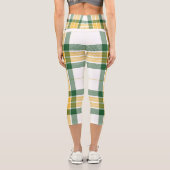 Grüne und gelbe Tartan High Waisted Capris (Rückseite)