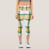 Grüne und gelbe Tartan High Waisted Capris (Vorderseite)