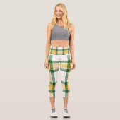 Grüne und gelbe Tartan High Waisted Capris (Vorderseite)
