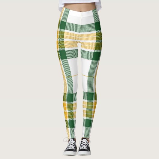 Grüne und gelbe Tartan-Leggings Leggings (Vorderseite)