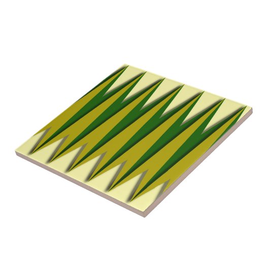 Grüne und gelbe Zigzag Fliese (Seite)