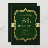 Grüne und Gold 18. Geburtstagsparty Einladung (Vorne/Hinten)