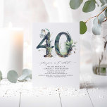 Grüne und Gold 40. Geburtstag Einladung<br><div class="desc">Grünpflanzen und goldenes Blattwerk 40. Party Einladung</div>