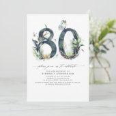 Grüne und Gold 80. Geburtstag Einladung (Stehend Vorderseite)