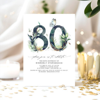 Grüne und Gold 80. Geburtstag Einladung