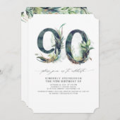 Grüne und Gold 90. Geburtstag Einladung CR (Vorne/Hinten)