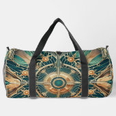 GRÜNE UND GOLD-ART-DECO-MUSTER EINFÜGEN DUFFLE BAG (Rückseite)