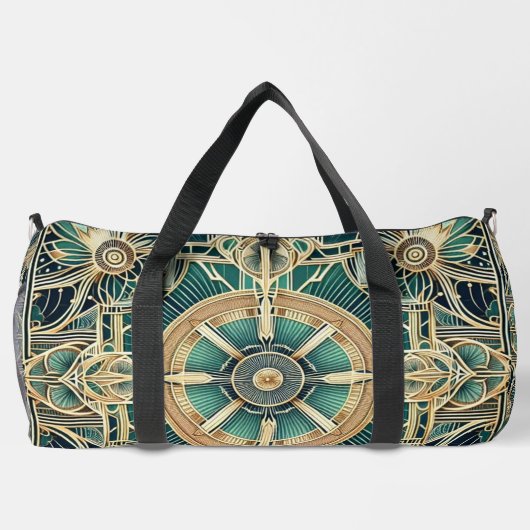 GRÜNE UND GOLD-ART-DECO-MUSTER EINFÜGEN DUFFLE BAG (Rückseite)